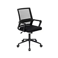 t-three.chaise de bureau ergonomique en maille avec support lombaire réglable en hauteur dossier en maille avec fonction de rotation à 360°, adapté au bureau à domicile(noir)