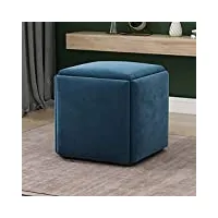 phsh tabouret de chaise de canapé empilable, 5 en 1 sièges cube repose-pieds, tabouret en cuir pu, repose-pieds carré pour salle à manger/bureau à café (taille : 35 * 35 * 36 cm), blue