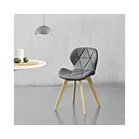 lot de 6 chaises de salle à manger design siège cuisine similicuir pieds solides en hêtre 81 x 57 x 49 cm gris