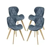 lot de 4 chaises de salle à manger design siège cuisine similicuir pieds solides en hêtre 81 x 57 x 49 cm bleu