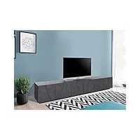 dmora meuble de salon meuble tv, made in italy, meuble tv avec 6 portes battantes avec détail, cm 244x44h46, couleur gris ardoise