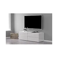 dmora meuble tv de salon, made in italy, meuble tv avec 1 porte et 2 tiroirs, 110x40h35 cm, couleur blanc brillant
