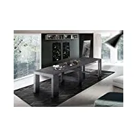dmora ‎ 8052773607735 table de salle à manger moderne, fabriquée en italie, extensible jusqu'à 12 places, avec porte-longues, 51 x 90 x 77 cm (jusqu'à 300 cm), couleur gris ardoise, métal