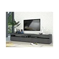 dmora meuble tv de salon, made in italy, meuble tv avec 2 portes battantes, cm 200x45h36, couleur gris cendre
