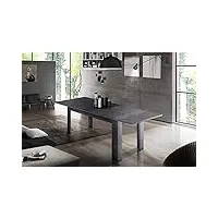 dmora table de salle à manger extensible, made in italy, table moderne avec rallonges, console extensible, 140 / 190x90h75 cm, couleur gris ardoise