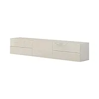 dmora meuble tv de salon, made in italy, meuble tv avec 1 porte et 4 tiroirs, 170x40h35 cm, couleur blanc brillant