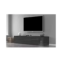 dmora meuble tv de salon, made in italy, meuble tv avec 1 porte et 4 tiroirs, 170x40h35 cm, couleur anthracite brillant