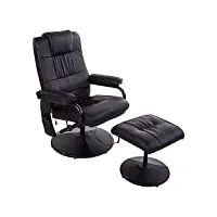 homcom fauteuil de massage et relaxation électrique pivotant inclinable avec repose-pied revêtement synthétique noir
