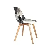 chaise patchwork noir et blanc | h 85 x p 54 x l 46,50 cm | pieds en bois brut | design scandinave