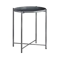 tectake table d'appoint ronde bout de canapé style industriel table basse avec plateau amovible cadre en acier – diverses couleurs (gris foncé)
