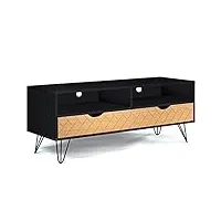 idmarket - meuble tv vintage leoni 2 tiroirs motifs graphiques