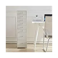 elitekoopers 1 armoire de bureau en métal blanc avec tiroirs et roulettes (8 tiroirs)