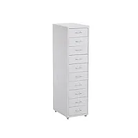 elitekoopers 1 armoire de bureau en métal blanc avec tiroirs et roulettes (10 tiroirs)