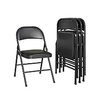 boosden lot de 4 chaises pliantes, chaises pliantes salle a manger, chaise pliante confortable, chaise pliante rembourrée, chaises pliantes pour cuisine,bureau,extérieur,jardin, charge maximale 136 kg