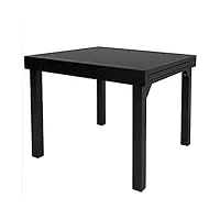 ib style® diplomat table à rallonge | table de jardin premium | aluminium | plateau en verre | noir | 90-180 cm