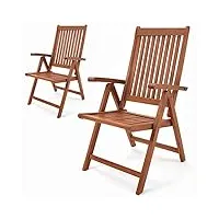 casaria set de 2 chaises pliantes vanamo en bois d'eucalyptus chaise de jardin pliable chaise en bois