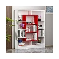 homidea venus bibliothèque - Étagère de rangement - Étagère pour livres - Étagère pour bureau/salon par le design moderne (blanc/rouge)