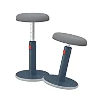 leitz - tabouret assis-debout ergonomique, pivotant & à bascule, hauteur réglable de 46 à 79 cm, chaise / siège de bureau, gamme ergo cosy, gris, 65180089