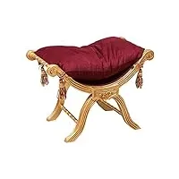 biscottini fauteuil chambre rouge 74x54x46cm | banc d'entrée de style louis xvi or | banc bas lit et repose-pieds | décor baroque