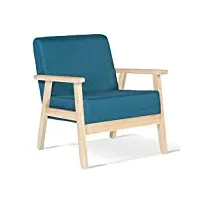 idmarket - fauteuil scandinave anders en tissu bleu canard