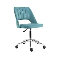 vinsetto chaise de bureau design contemporain pivotante 360° ergonomique dossier strié aéré hauteur réglable revêtement velours 49 x 60 x 91 cm bleu