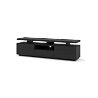 bim furniture adam meuble tv bas 180 cm avec double plateau de rangement noir mat
