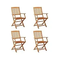 vidaxl 4x bois d'eucalyptus massif chaises de jardin pliables fauteuils de patio sièges de salle à manger d'extérieur chaises de terrasse
