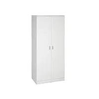pegane armoire placard/meuble de rangement coloris blanc - hauteur 180 x longueur 80.4 x profondeur 51 cm