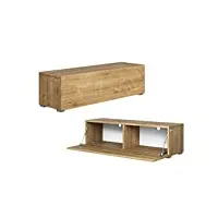 platan room - meuble tv bas - suspendu ou debout - 105/140/160/210/280 - en mat, chêne doré (105 x 30 x 32 cm)