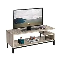 yaheetech meuble tv bas table tv support de télévision en bois pour salon chambre salle à manger à 3 niveaux style industriel 106 x 39,5 x 40 cm gris