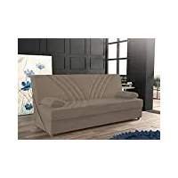 dmora - canapé ramon, canapé conteneur 3 places avec 2 coussins inclus, canapé de salon en tissu rembourré avec ouverture clic-clac, cm 181x81h88, beige