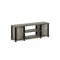 furinno brahms meuble tv avec étagères et rangement, bois, chêne français/noir, 111,2 (l) x 40,6 (h) x 29,7 (p) cm