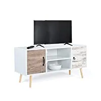idmarket - meuble tv 113 cm scandinave bahia 2 portes