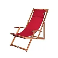 casaria® chaise longue pliante en bois bordeaux chaise de plage 3 positions chilienne transat jardin exterieur