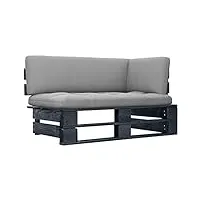vidaxl canapé d'angle palette de jardin canapé d'angle de patio meuble de terrasse canapé d'extérieur salon bois de pin imprégné de noir