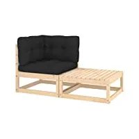 vidaxl salon de jardin 2 pcs avec coussins mobilier de patio ensemble de meubles d'extérieur mobilier de jardin meubles de terrasse bois de pin massif