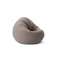 lumaland pouf drops | pouf rond 120 x 75 cm avec fonction 2 en 1 pour une assise confortable et allongée | avec rembourrage eps adaptable | housse lavable [gris clair]