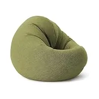 lumaland pouf drops | pouf rond 120 x 75 cm avec fonction 2 en 1 pour une assise confortable et allongée | avec rembourrage eps adaptable | housse lavable [vert citron]