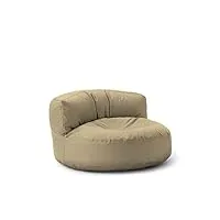 lumaland pouf lounge | canapé-sac 90 x 50 cm avec dossier | intérieur & extérieur beanbag | imperméable & robuste | avec remplissage eps adaptable | housse lavable [beige]