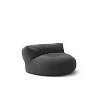 lumaland - interior line - pouf salon - canapé pouf rond pour l’intérieur - avec rembourrage de 320 l - 90 x 50 cm - aspect et sensation du lin - gris foncé
