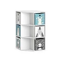 vicco bibliothèque enfant luigi, blanc, 64 x 107.8 cm avec 4 boîtes pliantes