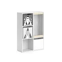 vicco bibliothèque enfant luigi, blanc, 72 x 107.8 cm avec 2 boxes pliants opt.5