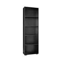 tectake 800842 bibliothèque avec 5 Étagères en bois mdf meuble de rangement pour salon, bureau, chambre, cuisine – diverses couleurs (noir)