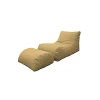 dmora chaise longue de salon moderne, made in italy, fauteuil avec repose-pieds en nylon, pouf rembourré pour chambre, 120x80h60 cm, couleur beige