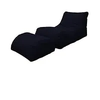 dmora chaise longue de salon moderne, made in italy, fauteuil avec repose-pieds en nylon, pouf rembourré pour chambre, 120x80h60 cm, couleur noir