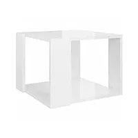 vidaxl table basse table d'appoint table de canapé bout de canapé meuble de salle de séjour salon blanc brillant 40x40x30 cm bois d'ingénierie