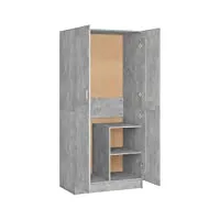 vidaxl garde-robe armoire de rangement armoire à vêtements organisateur chambre à coucher maison intérieur gris béton 82,5x51,5x180 cm aggloméré