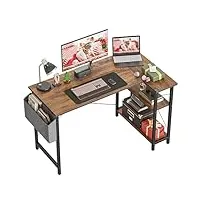 cubicubi bureau d'ordinateur avec etagères - 100 * 70 * 75 cm petit bureau d'angle en forme l table rangement, bureau informatique réversible bibliothèque, marron