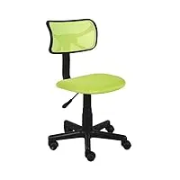 bakaji chaise pivotante 5 roues chambre bureau dossier ergonomique vert, toile, 40d x 40w x 82h cm