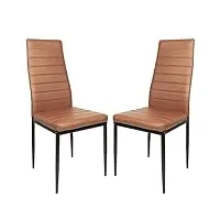xuanyu chaise de salon avec pieds en métal ensemble de chaise de salle à manger tabouret de cuisine, lot de 2 brun chaises, 42×48×98 cm
